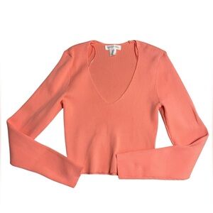 Happily Grey Coral Ribbed Knit Long Sleeve Crop Top – Size Large